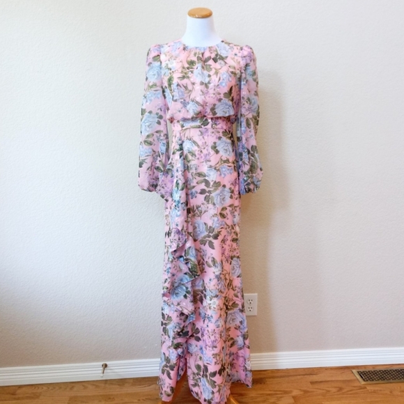 Eliza J pink and blue floral blouston maxi dress - Picture 4 of 9